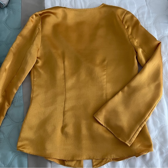 JOIE Madora Dusty Gold V-Neck Long-Sleeve Satin Button Down Top XS - Picture 7 of 12